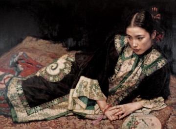  Yifei Lienzo - Dama en la alfombra Chica china Chen Yifei